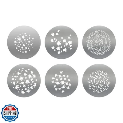 6Pcs Round GOBO Kit,66mm Metal Plate with Different Patterns Works with Spotl - Image 1 of 4