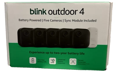 Blink Outdoor 4 (4th Gen) 5 Camera Battery Powered System W/ Sync module. NIB - Image 1 of 3