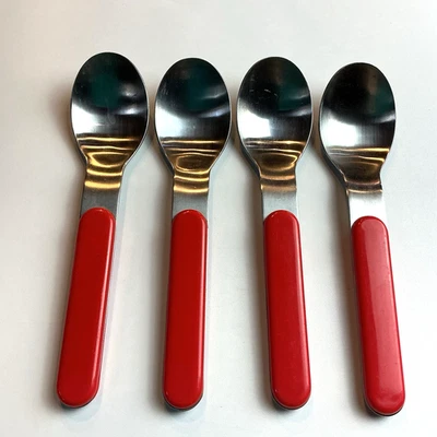 Cubiertos Dansk Summer House mango rojo acero inoxidable 4 cucharas soperas 7 1/8" MCM Corea Foto 1 de 4