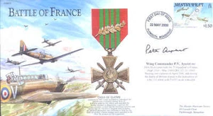 CC79 WW2 RAF Batalla de Francia FDC firmado SEGUNDA GUERRA MUNDIAL As de luchador AYERST DFC - Imagen 1 de 1