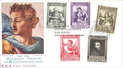 Vatican City 1964 Michelangelo FDC Vatican CDS - Image 1 of 2