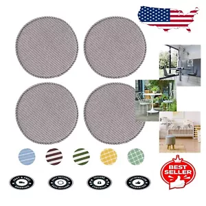 Comfortable 13" Round Kitchen Bar Stool Cushions with Ties - Grey Striped 4-Pack - Picture 1 of 11