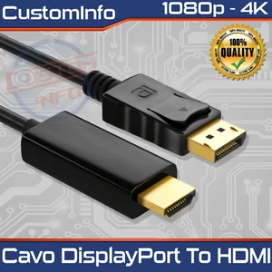 DisplayPort Stecker auf HDMI Stecker Adapterkabel 1,8/3 Meter Hochwertig - Bild 1 von 8