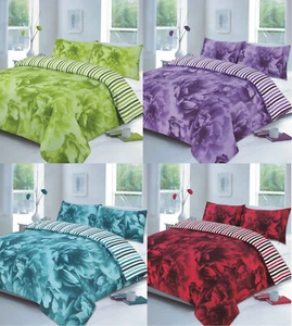 Rose 4 Pcs Complete Flowers Duvet Cover Set With Valance Sheet & Pillowcase - Picture 1 of 5