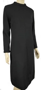 Vintage 60s 70s Mod Bleeker Street Black Knit Sheath Dress M - Picture 1 of 8