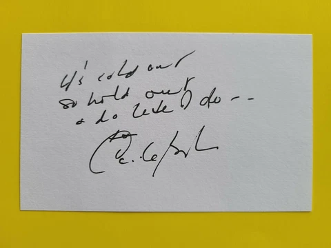 Carole Bayer Sager Hand Signed ,Lyric's "When I Need You" 4X6 card Cover
