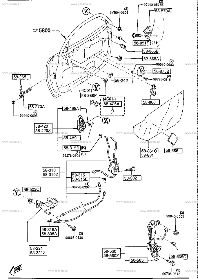 MAZDA GENUINE RX-7 FD3S -95 RIGHT SIDE POWER WINDOW REGULATOR MOTOR FD01-58-560C Foto 1 de 1