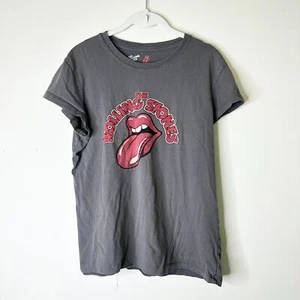 Rolling Stones Tee Women Gray Red Cotton Sequins Mick Jagger Rocker T-shirt XXL - Picture 1 of 6
