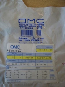 OMC, Johnson, Evinrude, Waterpump Gasket, 1 pc, Open Pkg, New Old Stock - Imagen 1 de 2