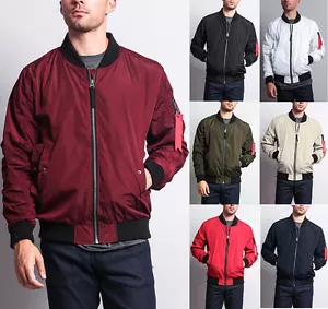 New Men's Light Weight Bomber Jacket Flight Military Air Force MA-1 JK752-I8D - Picture 1 of 30