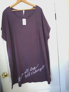 AVENUE CACIQUE SLEEP SHIRT 22/24 3X SLEEP ALL DAY 'TILL CABERNET PURPLE NWT CUTE - Picture 1 of 5