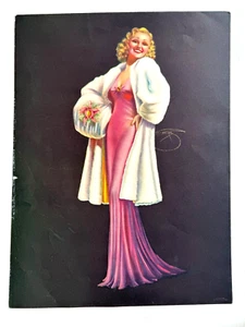 Foto Pinup Vintage Glamour Girl de Billy DeVorss - Rubia en Blanco Costo de Visón - Imagen 1 de 3