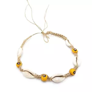 Natürliche Kaurimuschel Muscheln Halsband Halskette Boho Hanfseil Tribal Schmuck - Bild 1 von 7