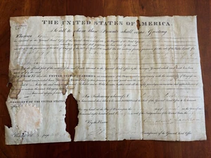 1829 US President Andrew Jackson SIGNED Land Grant in Wayne County OHIO w/ Seal - Picture 1 of 3