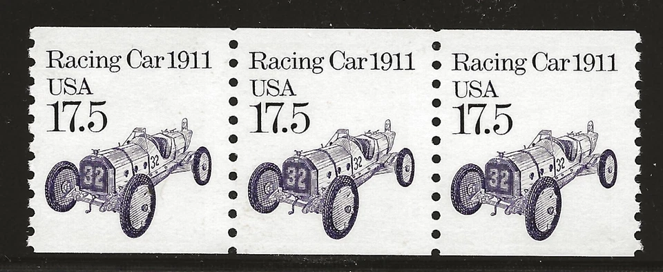 US Scott #2262, Plate #1 Coil 1987 Racing Car 17.5c VF MNH - Image 1 of 1