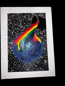 Original Signed Art Bucket Of Pride Rainbow Gay Pride LGBTQ Clevenger Artist - Picture 1 of 4