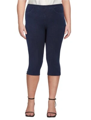 Pantalones cortos Just My Size para mujer color índigo oscuro dobladillo a presión talla 0X nuevos con etiquetas Foto 1 de 4