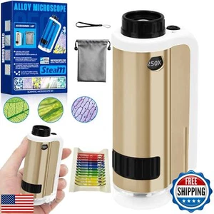 Pocket Microscope for Kids, SETFLAGS Kids Microscope with 12 Specimen Slides, - Picture 1 of 5