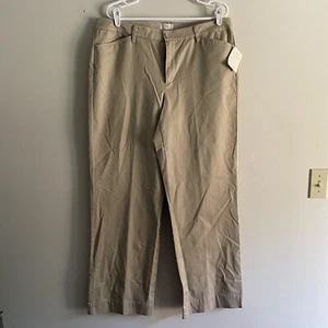 Christopher & Banks Women SZ 14 Khaki Comfort Flex Waist Full Leg Pants NWT - Picture 1 of 11