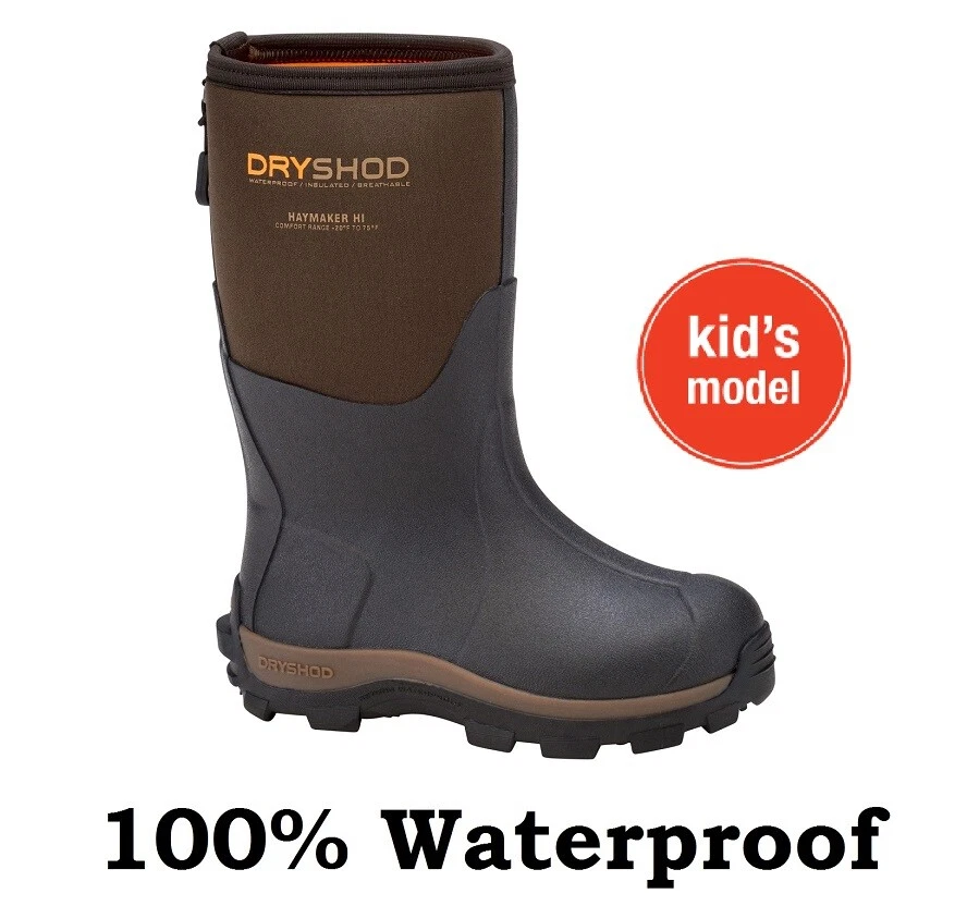 Dryshod Youth Size 3 Haymaker Kid’s Boot Hard Working Farm Boot HAY-KD-BR
