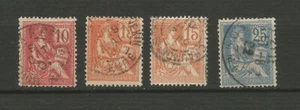 France 1900/01 4 timbres oblitérés type Mouchon type 2 /TR5439 - Picture 1 of 1