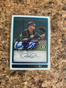 Petey Paramore Signed 2009 Bowman Chrome Rc Auto Oakland Athletics A's