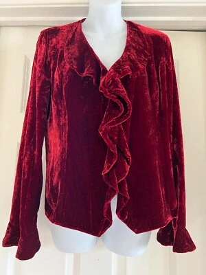 CHAQUETA DB LIFE DANA BUCHMAN SEDA TERCIOPELO BORGOÑA GRANATE talla M VOLANTES Foto 1 de 4