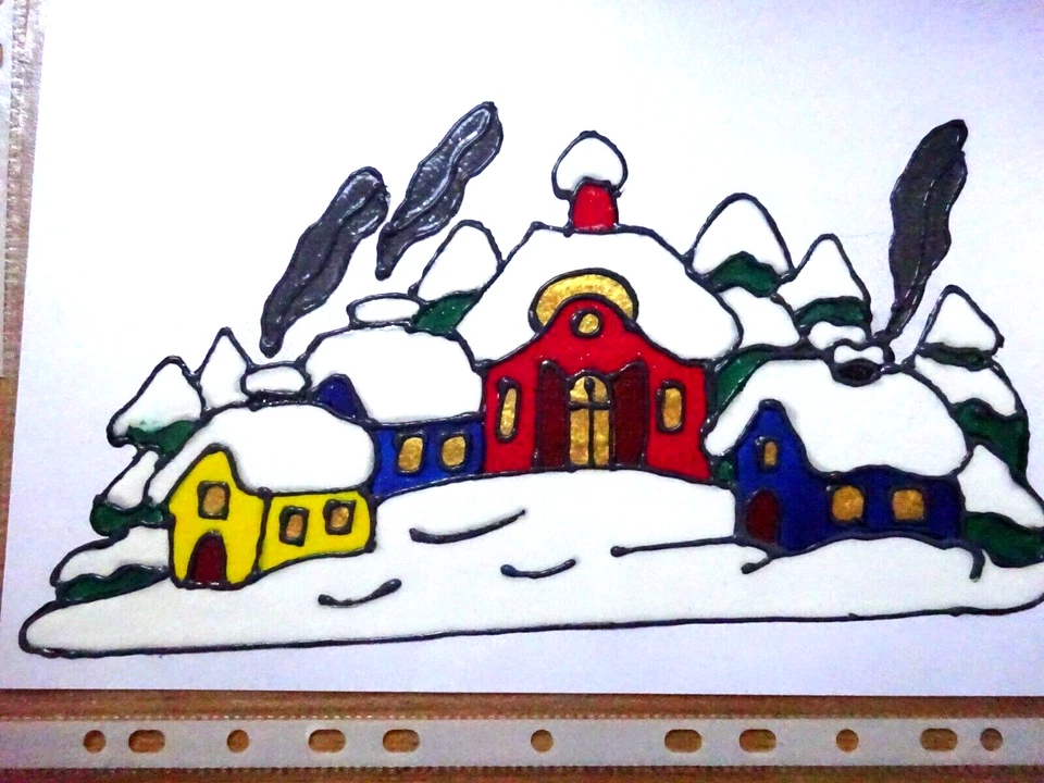 Gabis Window Color Bilder - Deko - Winter Weihnachten - versch. Weihnachtshäuser - Bild 1 von 1
