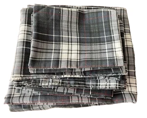 Haywin Twin Sheet Set - Fitted,  Flat  Pillowcase  Plaid Polyester/cotton Unused - Picture 1 of 3