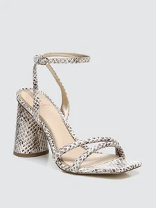 SAM EDELMAN Kia Ankle Strap Snake Print Sandal Women's Heels Size 9.5M MSRP $140 - Picture 1 of 8