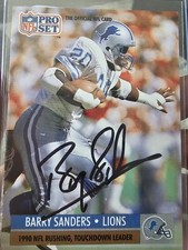 1991 Pro Set - League Leader #10 Barry Sanders - Auto On Card With COA
