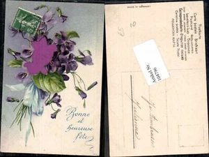 104796,Präge AK Seiden AK Seide Applikation Blumen - Picture 1 of 1