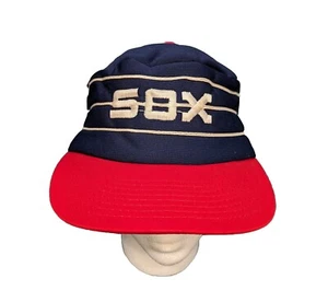 Vintage Chicago White Sox Twins Pill Box Bottle Snapback Hat Red Blue Foam Lined - Picture 1 of 12