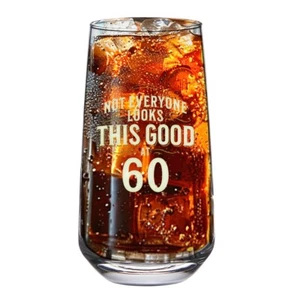 60th Birthday Gift Glass Mug Hiball Age 60 Years Funny Present Keepsake 480ml - Picture 1 of 9