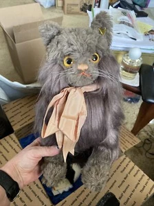 Steiff Persian Cat Diva 28cm Gray Color Coral Ribbon Plush Toy - Picture 1 of 11