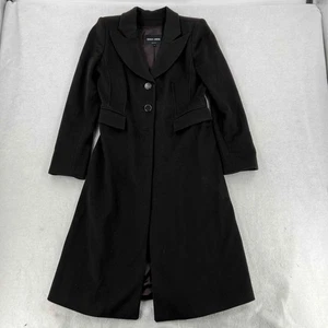 Giorgio Armani Women's Wool Overcoat Black Button Collared Coat Size 40 - Picture 1 of 9