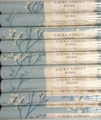 Laura Ashley Wallpaper Pussy Willow Seaspray Blue New 5 Rolls Same Batch  - Image 1 of 4