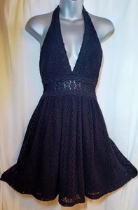 Vestido halter de encaje negro Free People talla 4 nuevo con etiquetas fiesta boda vacaciones BOLO - Imagen 1 de 17