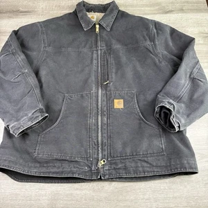 Carhartt C61 BLK Chore Jacket Size 3XL Coat Large Black Sherpa Lined Distressed - Bild 1 von 23