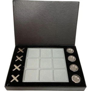 Executive Magnetic Tic Tac Toe Game Set With Metal X And O Noughts Crosses Boxed - Picture 1 of 10