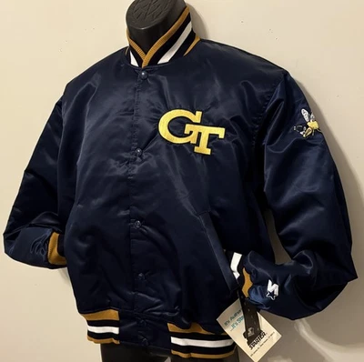 CHAQUETA SATINADA VINTAGE GEORGIA TECH YELLOWJACKETS STARTER NUEVA NUEVA CON ETIQUETAS MEDIANA Foto 1 de 4