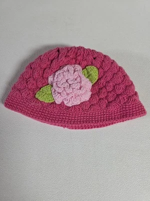 Chapéu bebê San Diego Hat Co. DayLee design crochê 0-6 M flor rosa - Imagem 1 de 4