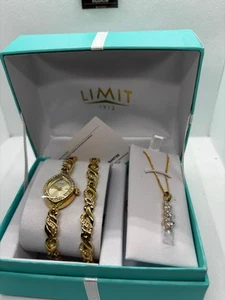 Limit Perfect Gift Set Gold Stainless Steel Wristwatch, Bracelet And Necklace - Picture 1 of 8
