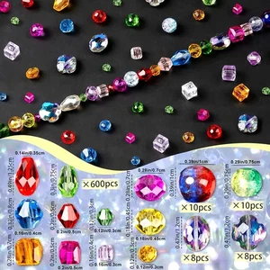 636 Pc Crystal Beads Lot Glass Assorted Loose Faceted Bead Bundle Jewelry Making - Picture 1 of 6