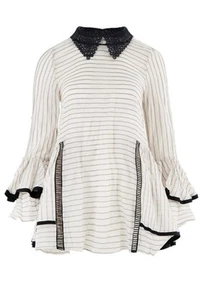 Trelise Cooper “Climbing ladders ” silk & cotton top In biscuit/black Size UK10 - Foto 1 di 13