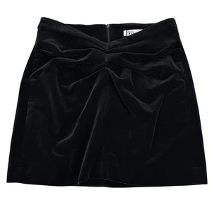 Neu mit Etikett Zara geraffter drapierter Samt-Minirock hoher Bund schwarz Größe Small - Bild 1 von 3