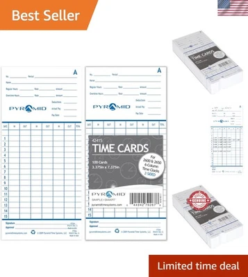 100 tarjetas de tiempo de doble cara para modelos piramidales 2500, 2500K1 - seguimiento eficiente Foto 1 de 4