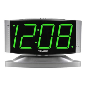SHARP Home LED Digital Alarm Clock – Swivel Base - Outlet Powered, Simple - Picture 1 of 6
