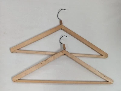 Lot of 2 ~ Vtg MCM Mid Century Modern Wooden Clothes Hanger ~ Argentina ~ Plain - Image 1 of 4