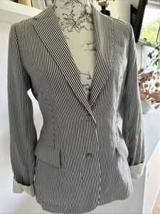 Maison Scotch Damen Blazer Gr. 2 (36/38)schmal Geschnitten Schwarz/Weiß Gestreif - Bild 1 von 6